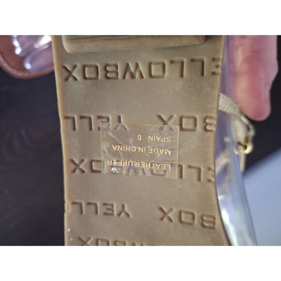 EUC Yellow Box Leather Sandals with Gold Straps and Red Teardrop Embellishments/ - Picture 8 of 9